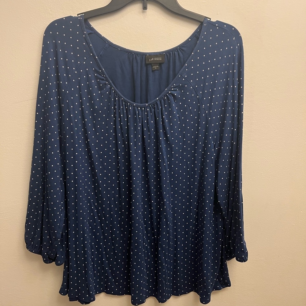 Navy Blue Polka Dot Women's Top